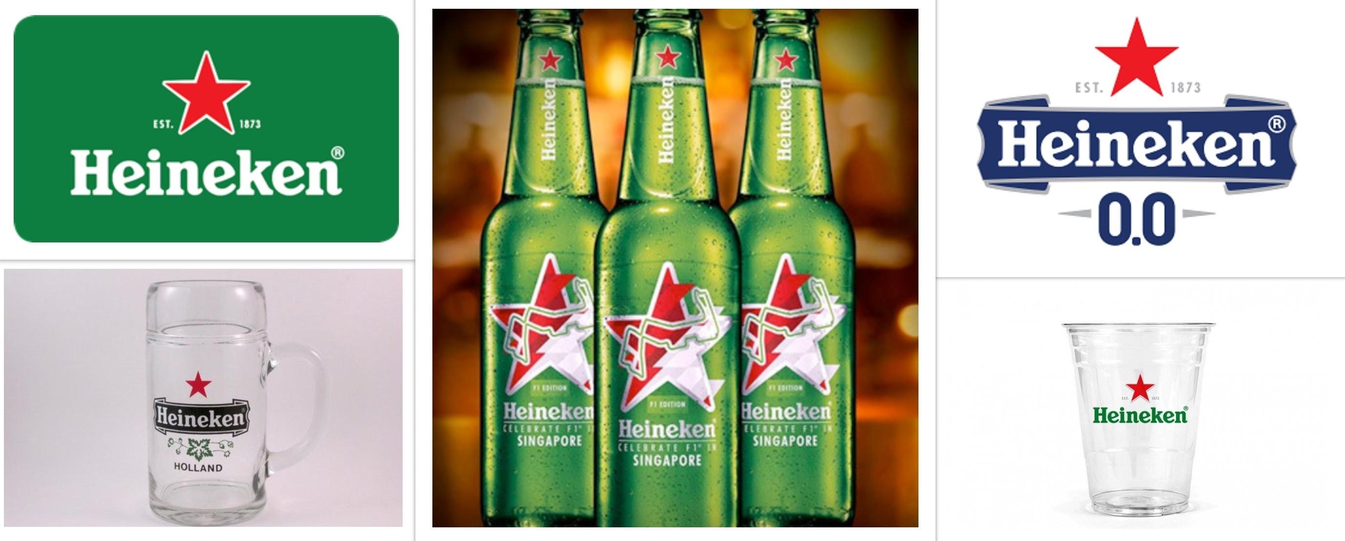 A collage of a variety of different heineken branded products.